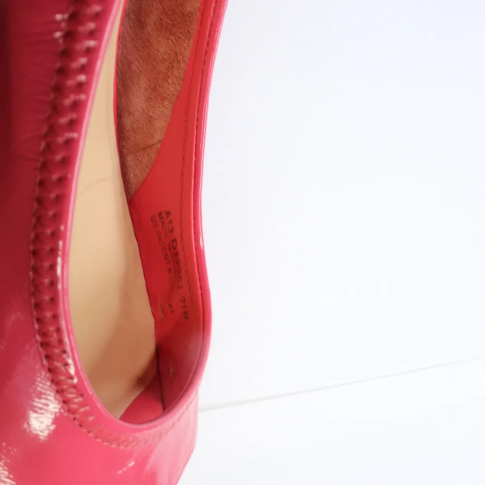 Cole Haan Pink Patent Leather Peep-Toe Wedges with Cork Heel - Picture 12 of 16